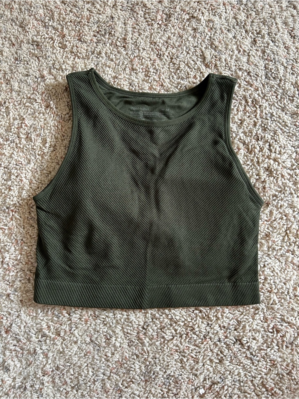 Ingrid & Isabel Seamless Ribbed Maternity Crop Tank Top in forest green